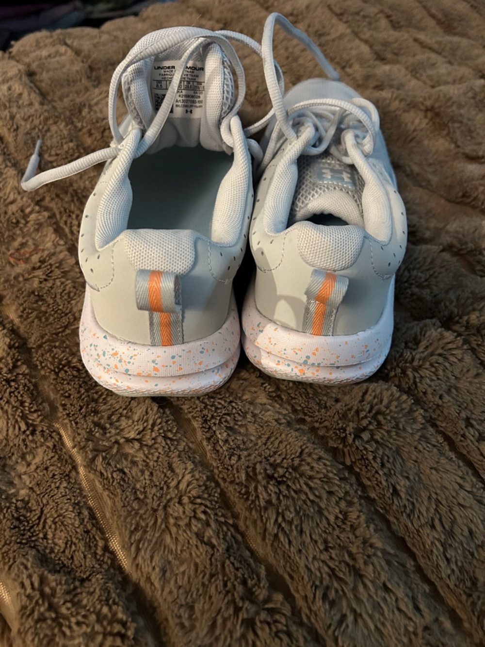 Under Armour women's  White Sneakers with Orange Accent. Never worn